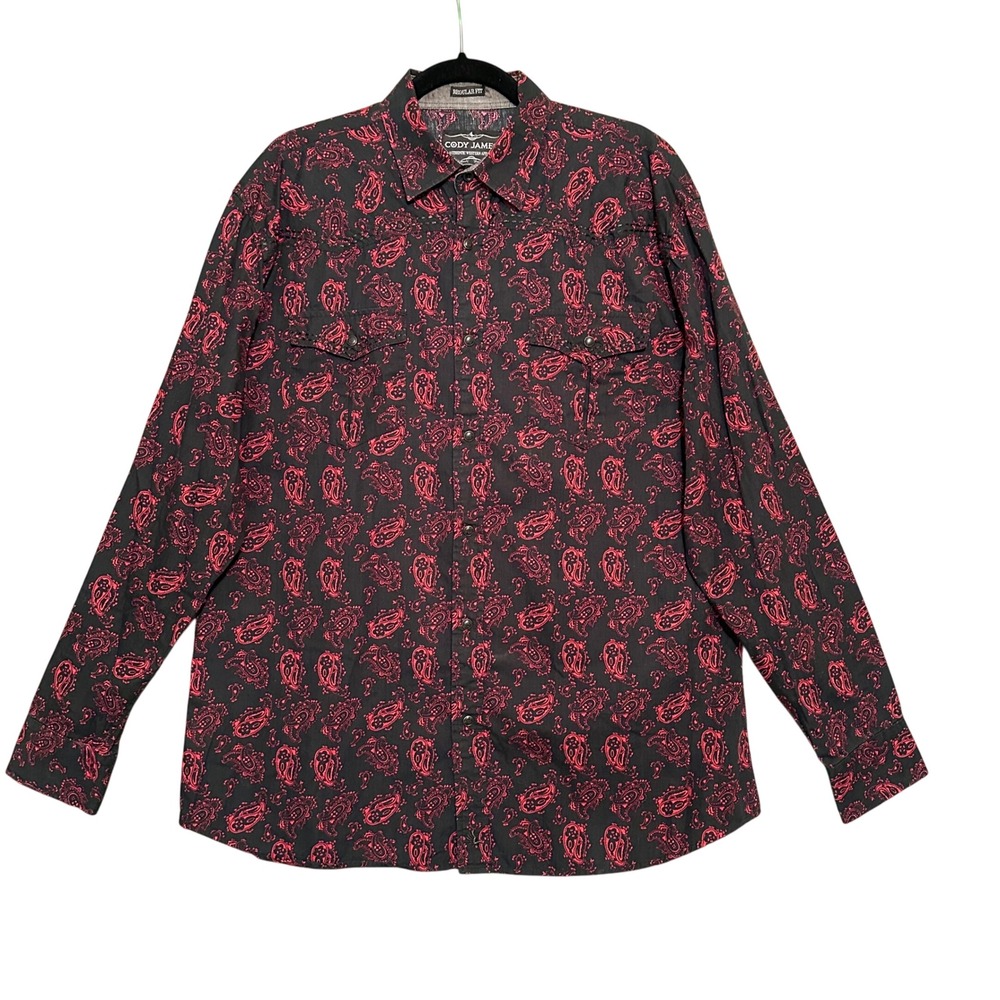 Cody James Mens Shirt Paisley Long Sleeve‎ Western Rodeo Cowboy Snap XL